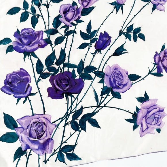 Vintage Purple Rose Hand~Rolled Japan Scarf - Picture 2 of 6